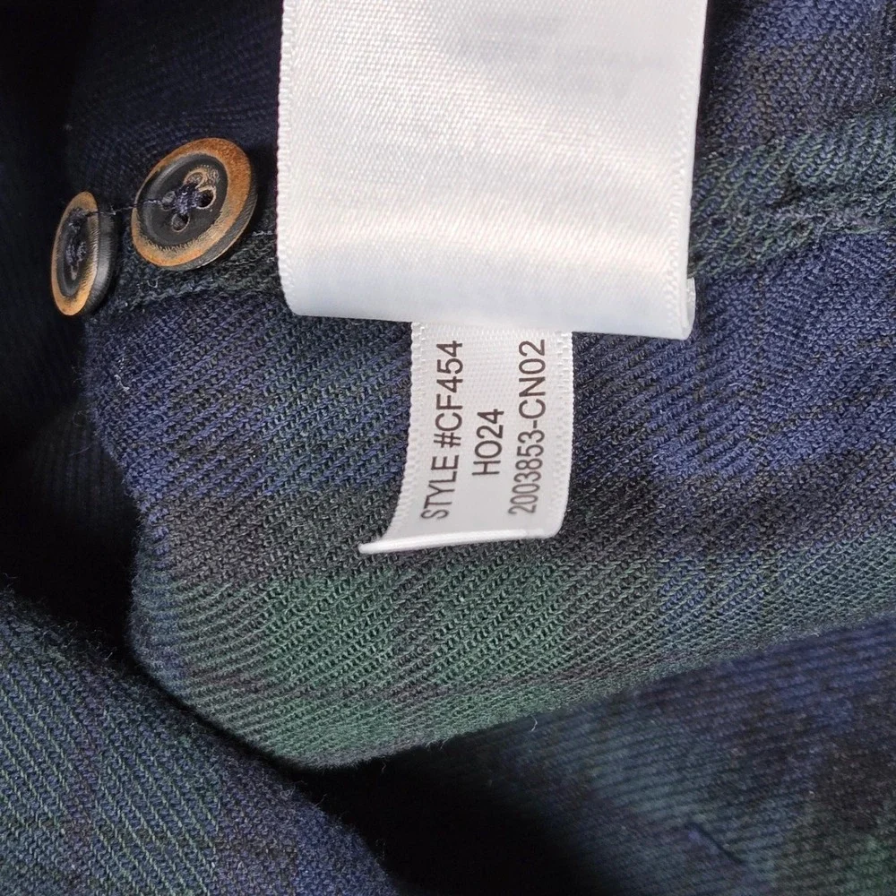 J Crew Womens Plaid Flannel Shirt Blue Green Beaded Embellished Button‎ Down 10